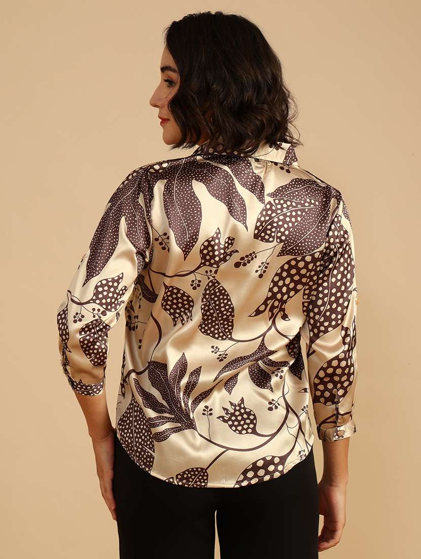 women printed three quarter sleeve regular fit shirt - 22034826 -  Standard Image - 3