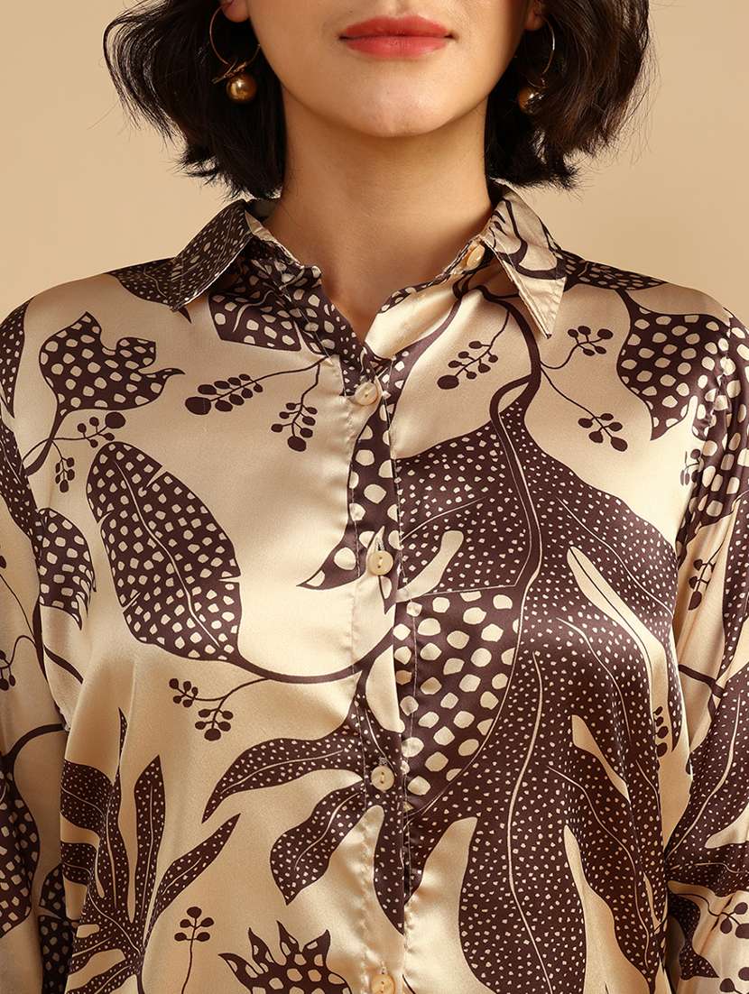 women printed three quarter sleeve regular fit shirt - 22034826 -  Standard Image - 5