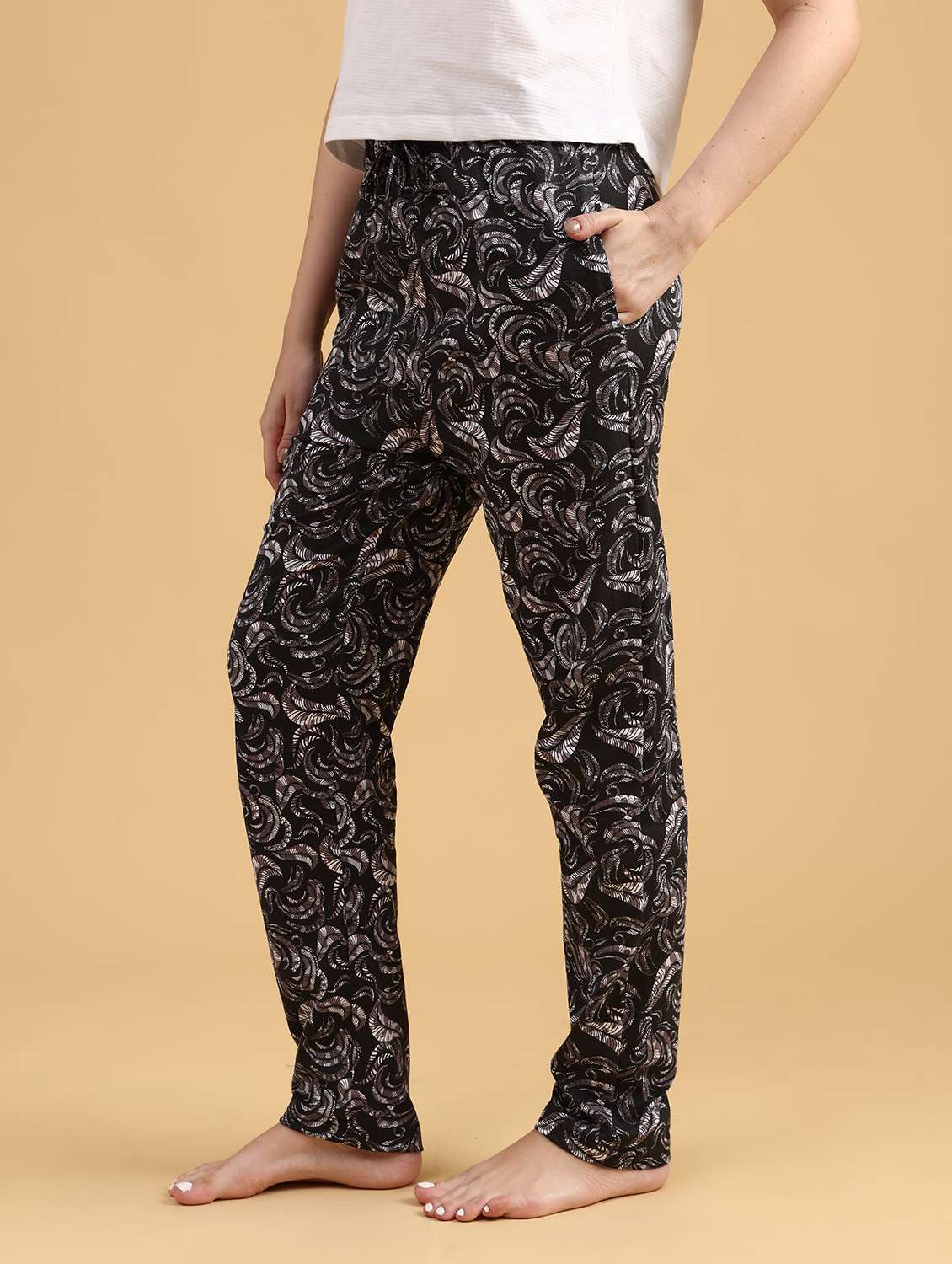 women printed mid rise lounge wear pajama - 22034827 -  Standard Image - 5