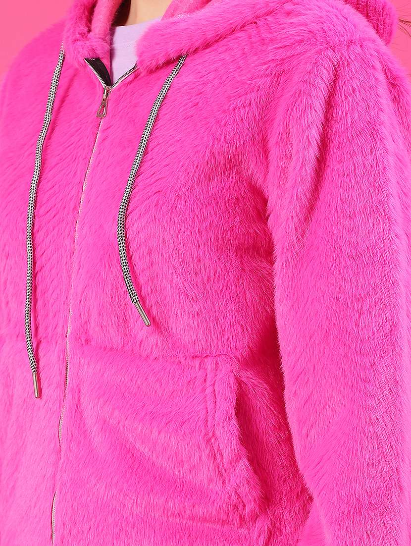 women solid long sleeve hooded sweatshirt - 22034842 -  Standard Image - 5