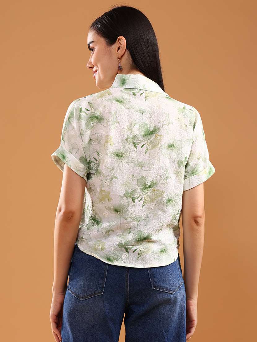 women floral printed short sleeve regular fit shirt - 22034877 -  Standard Image - 3