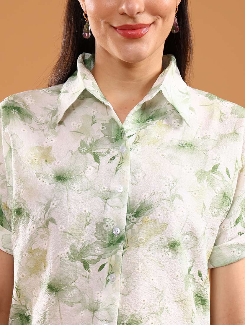 women floral printed short sleeve regular fit shirt - 22034877 -  Standard Image - 5