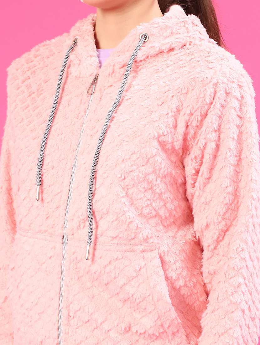 women solid long sleeve hooded sweatshirt - 22034908 -  Standard Image - 5