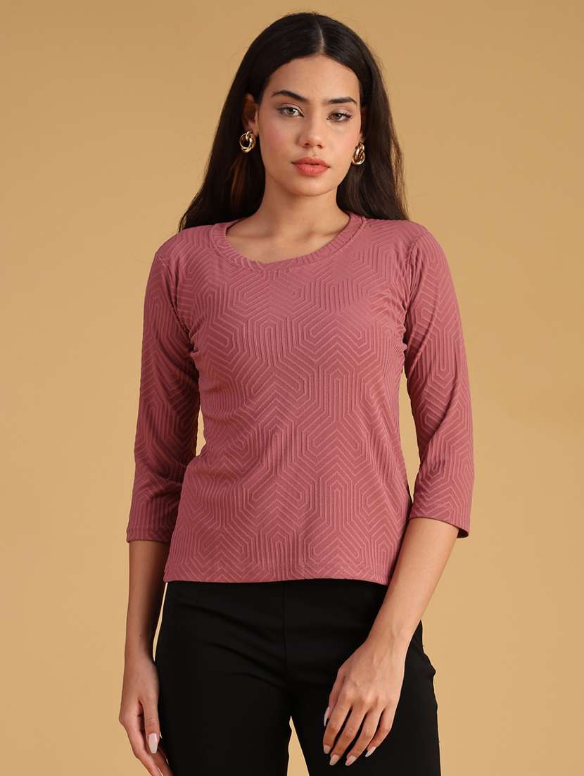 women solid three quarter sleeve top