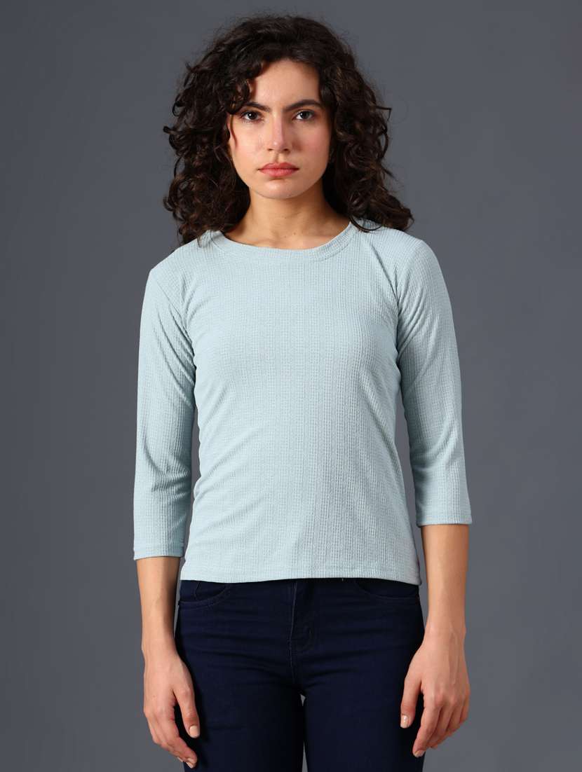 women solid three quarter sleeve top