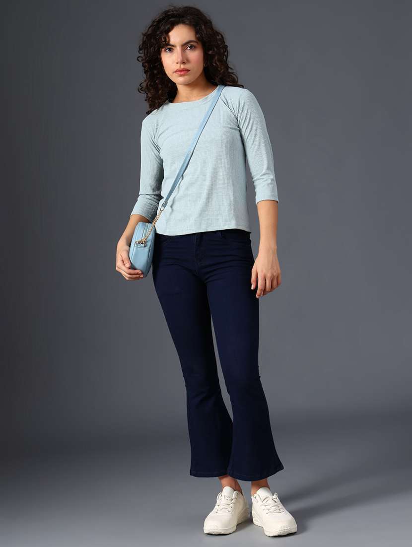 women solid three quarter sleeve top - 22034950 -  Standard Image - 5