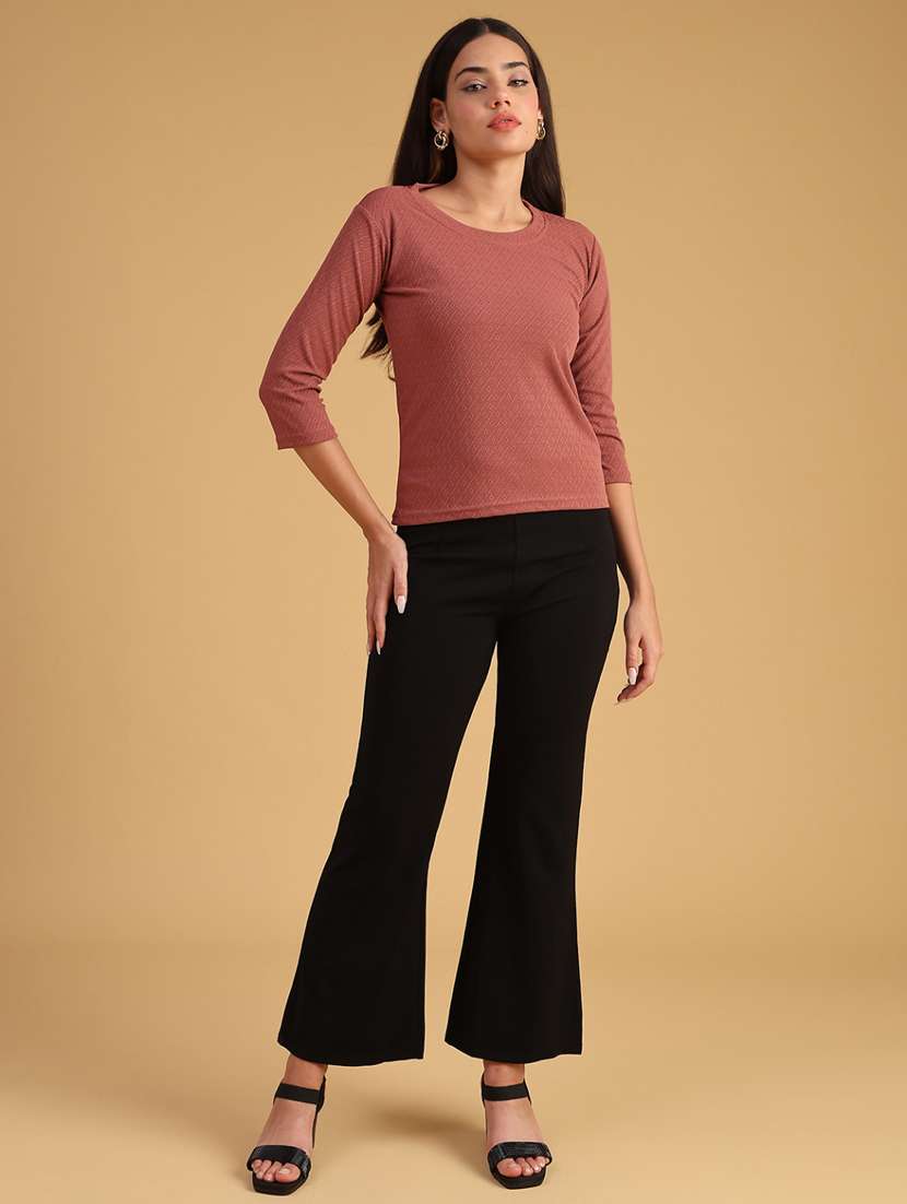 women solid three quarter sleeve top - 22034992 -  Standard Image - 5