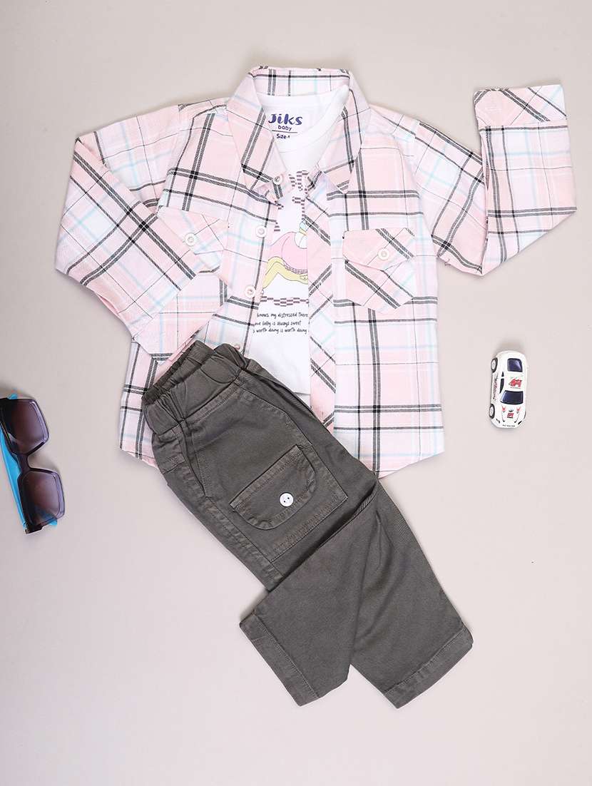 boys checkered shirt and trouser co-ord set