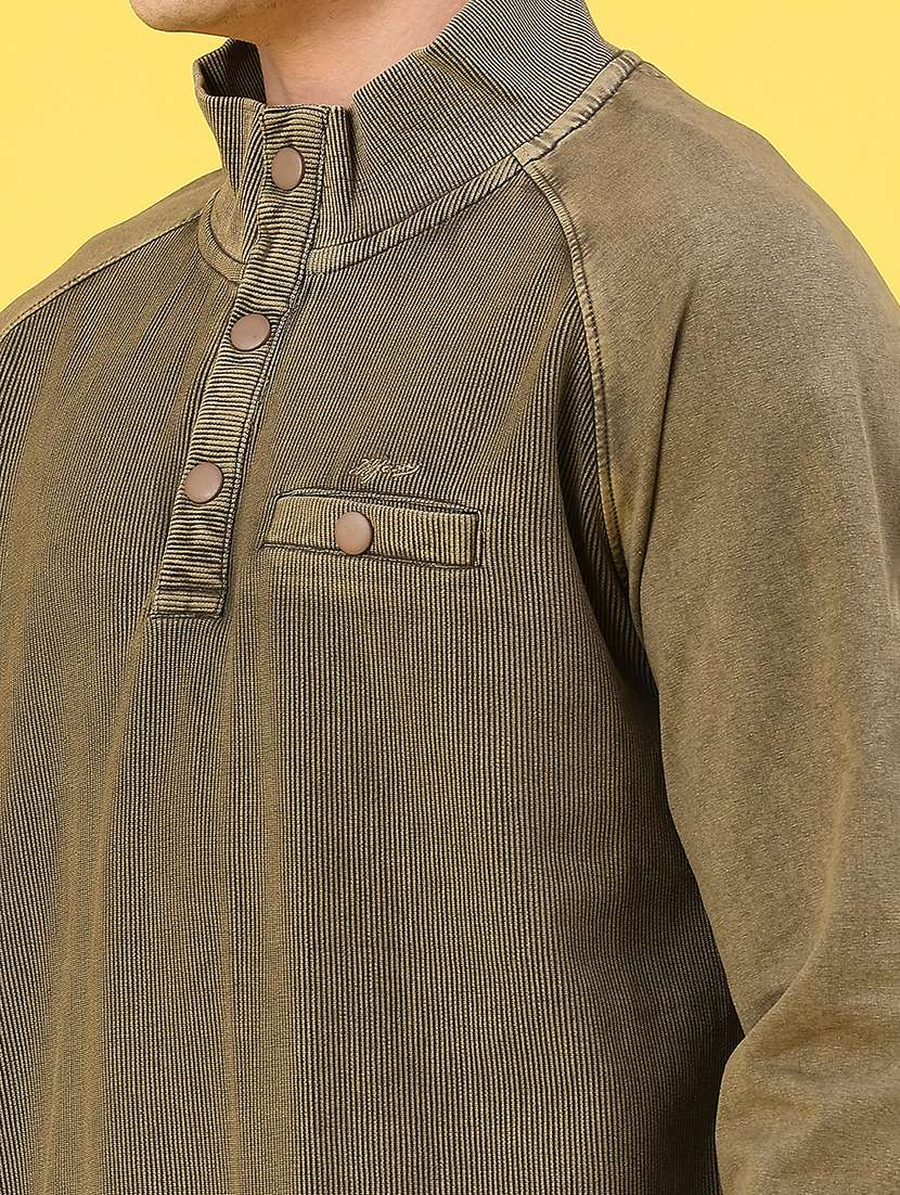 men solid stand collar long sleeve sweatshirt - 22035007 -  Standard Image - 5