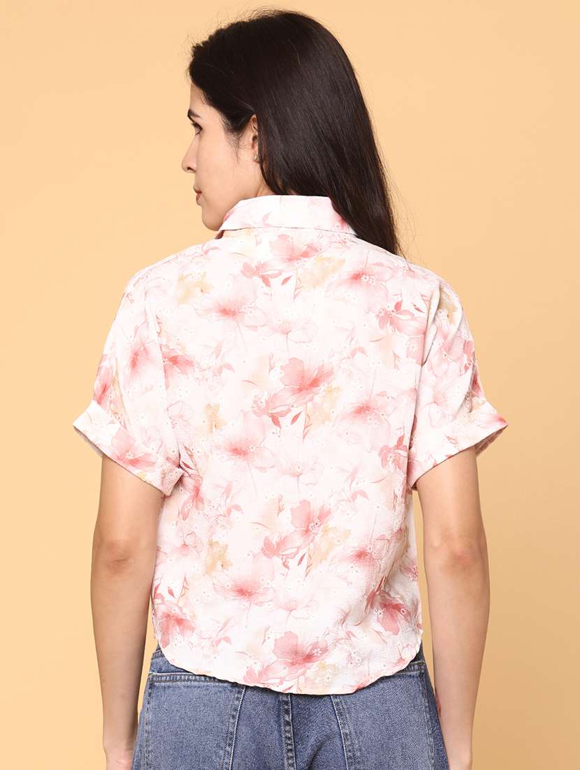 Women Peach Polyester Regular T-shirt - 22035027 -  Standard Image - 3