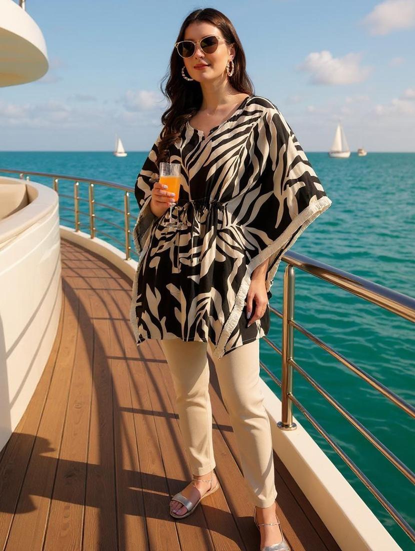 women printed kimono sleeve kaftan tunic - 22035104 - Zoom Image - 0