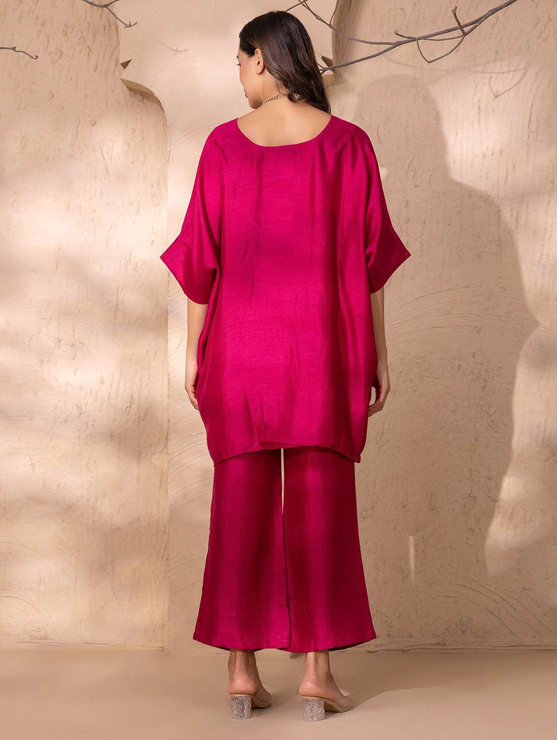 women solid kaftan kurta and pant set - 22035117 - Standard Image - 3