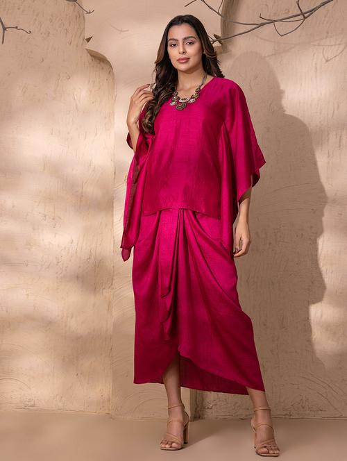 women solid kimono sleeve ethnic co-ord set - 22035135 - Standard Image - 0