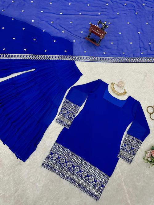 women embellished kurta sharara with dupatta set - 22035140 -  Standard Image - 0