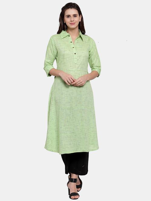 women self design roll up sleeve a-line kurta - 22035149 - Standard Image - 0