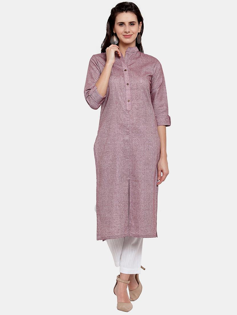 women solid roll up sleeve straight kurta - 22035151 -  Zoom Image - 0