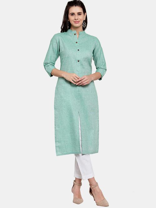women solid roll up sleeve straight kurta - 22035153 - Standard Image - 0