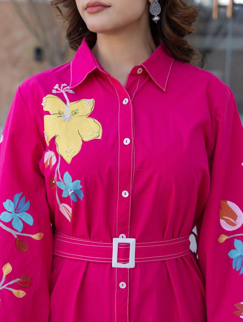 women embroidered puff sleeve collared tiered dress - 22035165 - Standard Image - 5