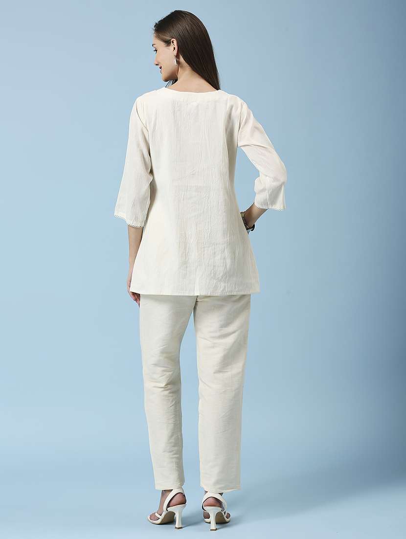 women embroidered three quarter sleeve ethnic top - 22035166 -  Standard Image - 3