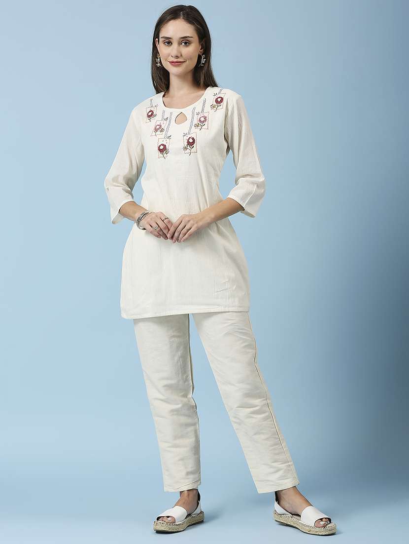 women embroidered three quarter sleeve ethnic top
