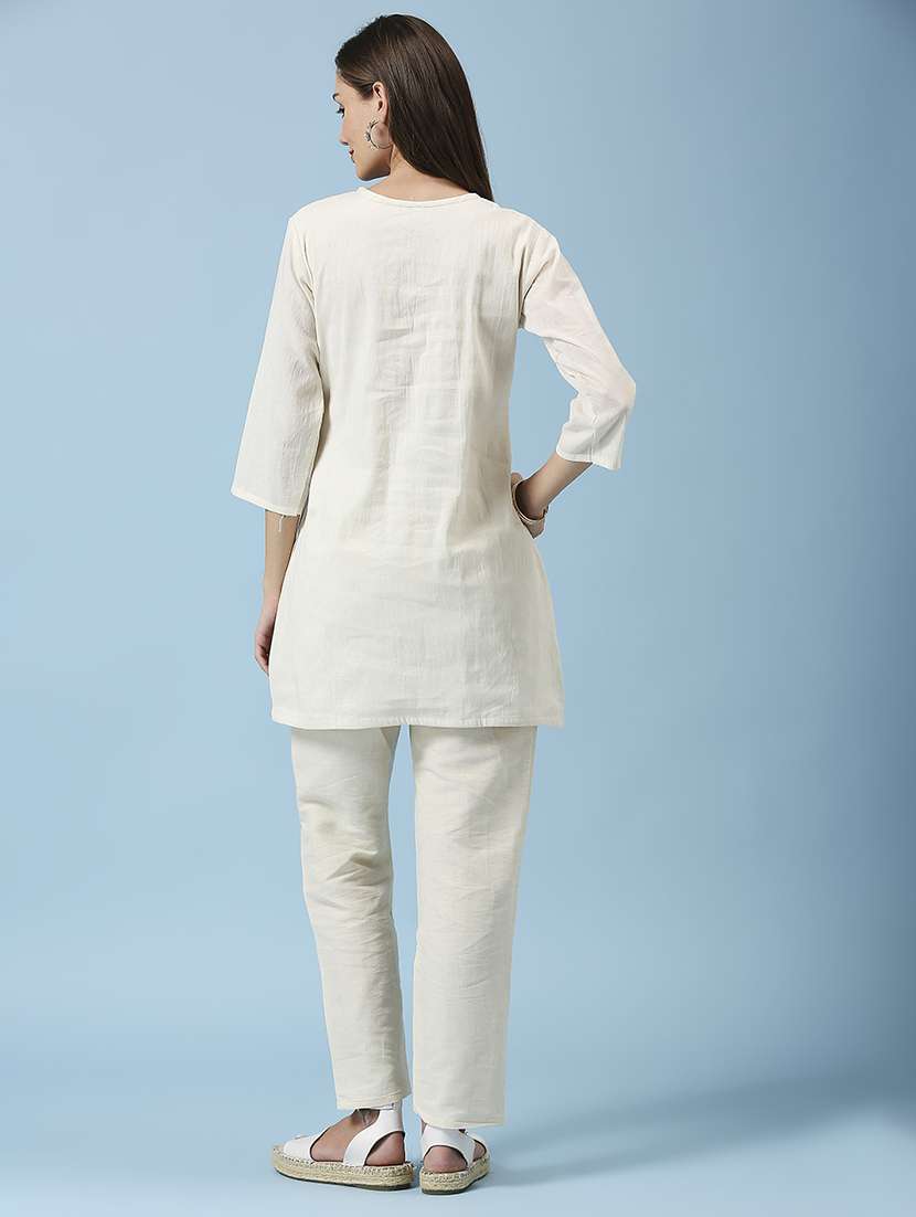 women embroidered three quarter sleeve ethnic top - 22035168 -  Standard Image - 3