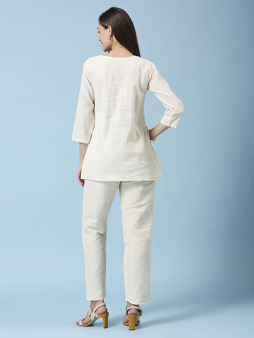 women embroidered three quarter sleeve ethnic top - 22035172 -  Standard Image - 3