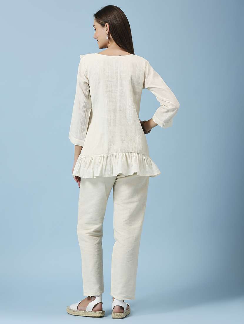 off white khadi cotton regular top - 22035173 -  Standard Image - 3