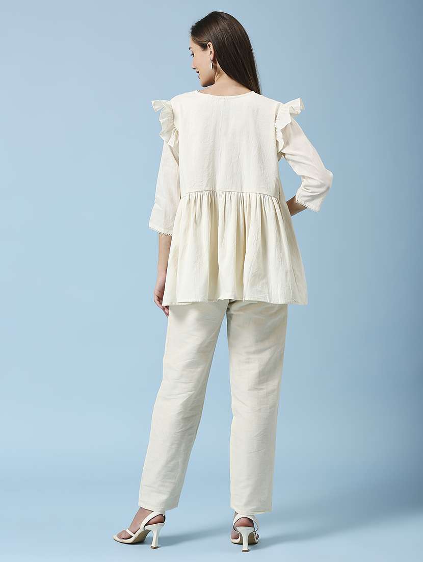 women embroidered three quarter sleeve ethnic top - 22035174 -  Standard Image - 3