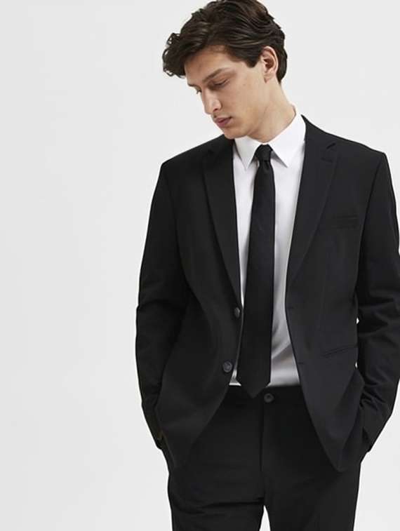 men black solid long sleeve single breasted blazer - 22035205 -  Zoom Image - 0