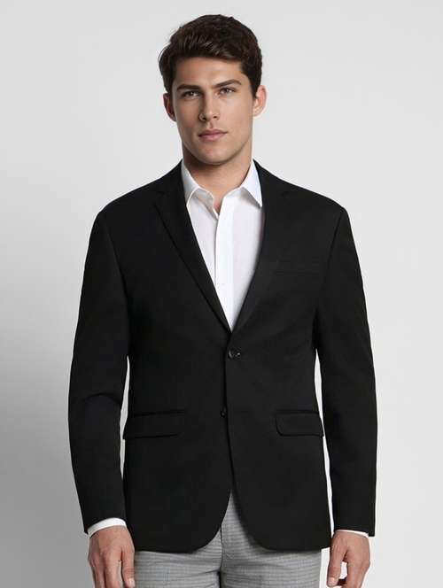men black solid long sleeve single breasted blazer - 22035213 -  Standard Image - 0