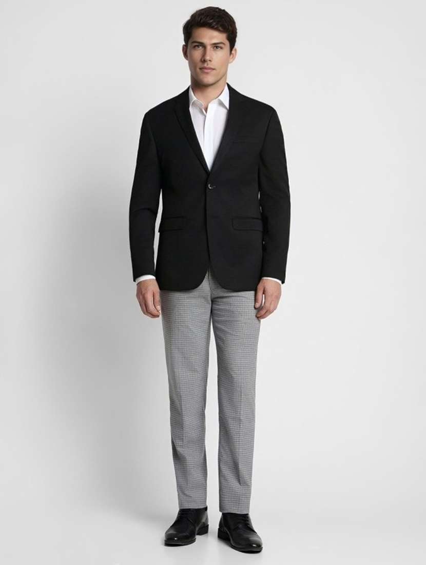 men black solid long sleeve single breasted blazer - 22035213 -  Standard Image - 3