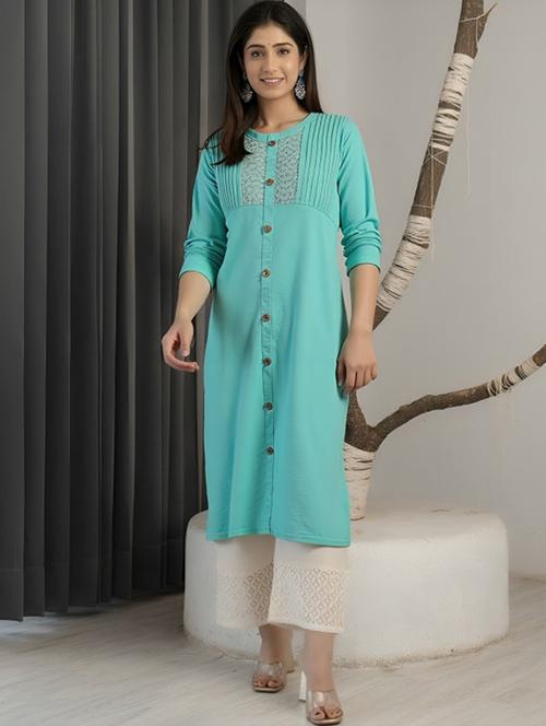 women solid mandarin neck straight kurta - 22035225 -  Standard Image - 0