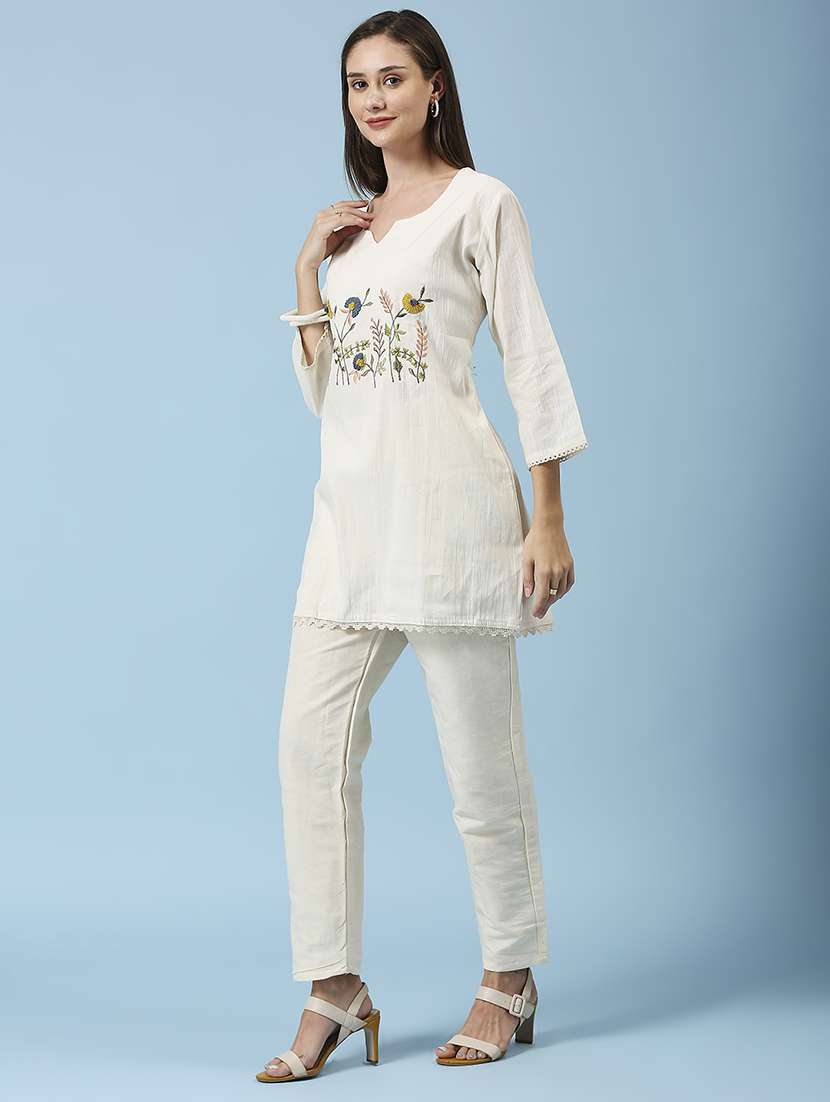 women embroidered three quarter sleeve ethnic top - 22035243 -  Standard Image - 3