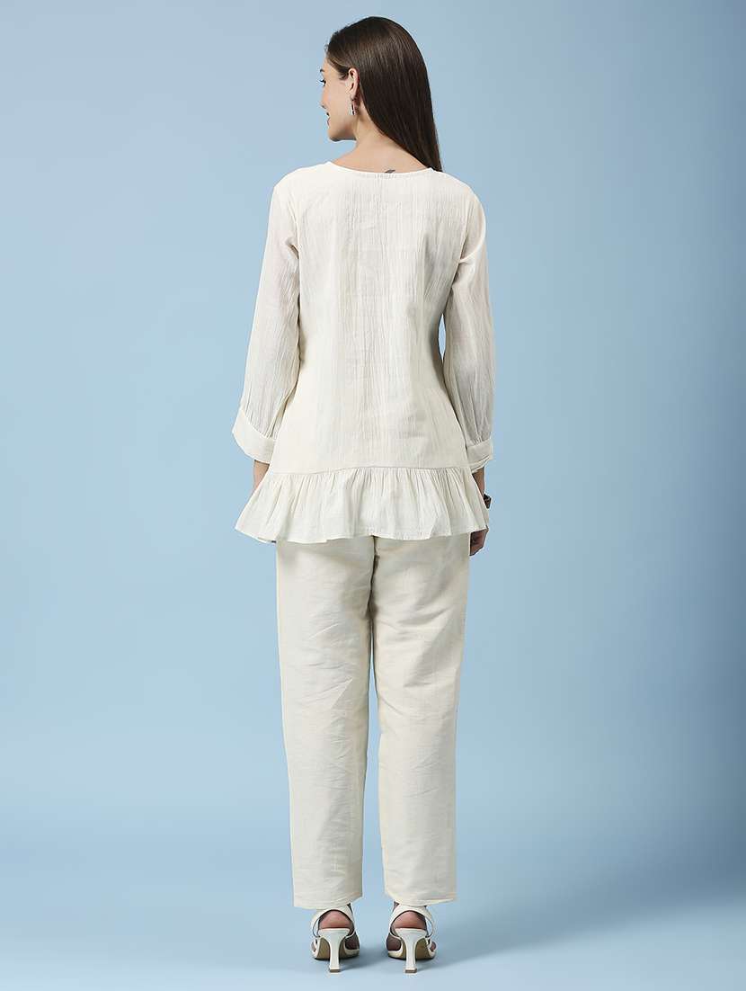 women embroidered three quarter sleeve ethnic top - 22035244 -  Standard Image - 3