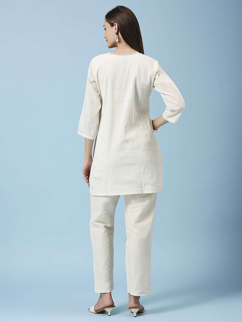 women embroidered three quarter sleeve ethnic top - 22035245 -  Standard Image - 3