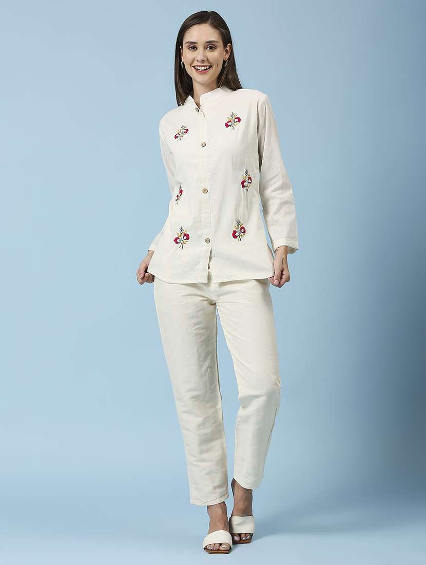 women embroidered three quarter sleeve ethnic top