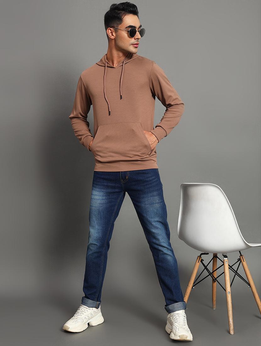 men solid long sleeve hooded sweatshirt - 22035258 - Standard Image - 3