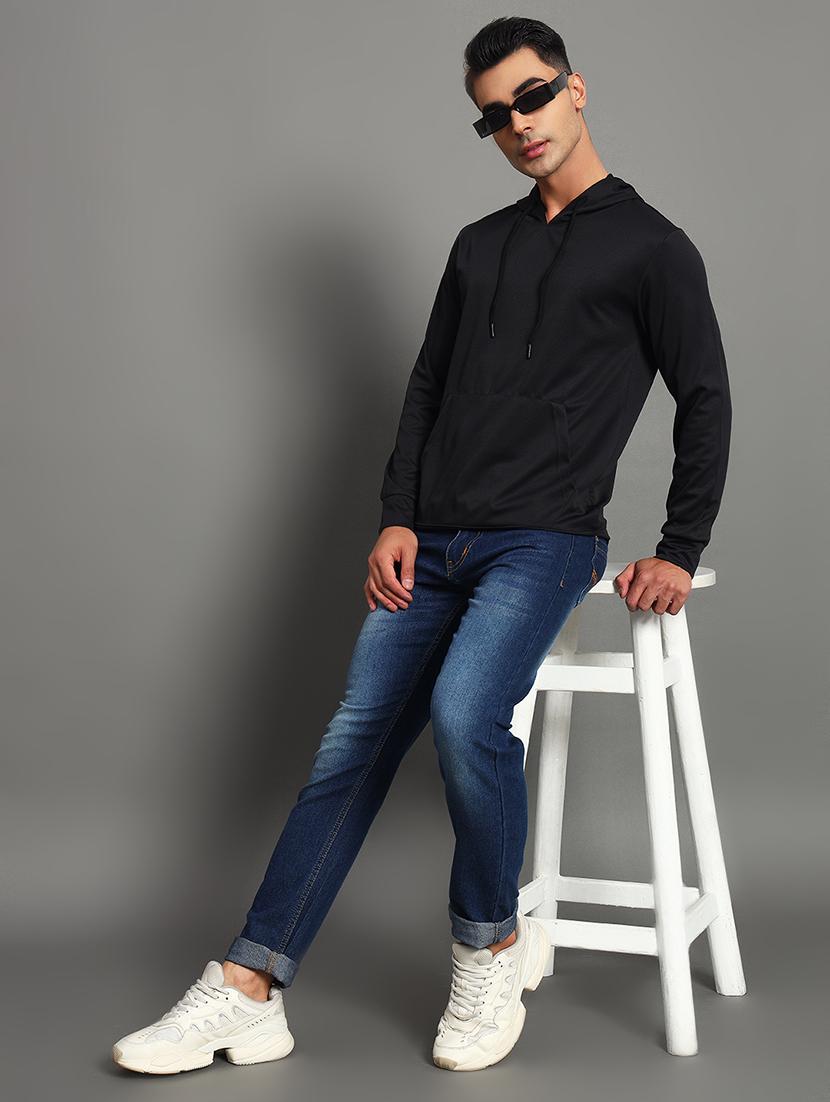 men solid long sleeve hooded sweatshirt - 22035259 - Standard Image - 3
