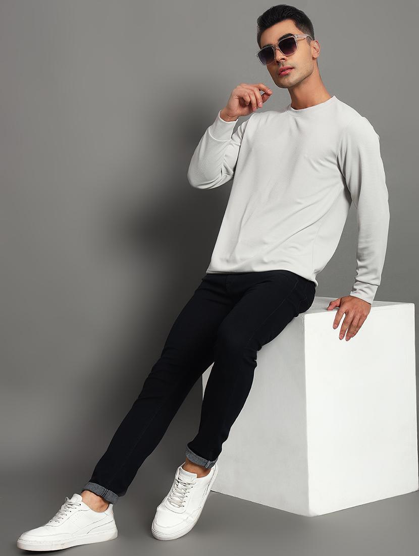 men solid round neck long sleeve sweatshirt - 22035261 - Standard Image - 3