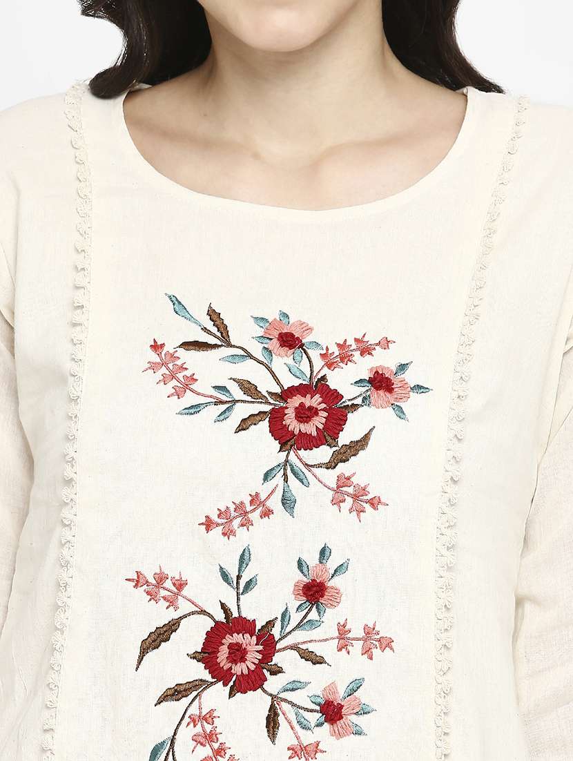 women embroidered three quarter sleeve ethnic top - 22035305 -  Standard Image - 5