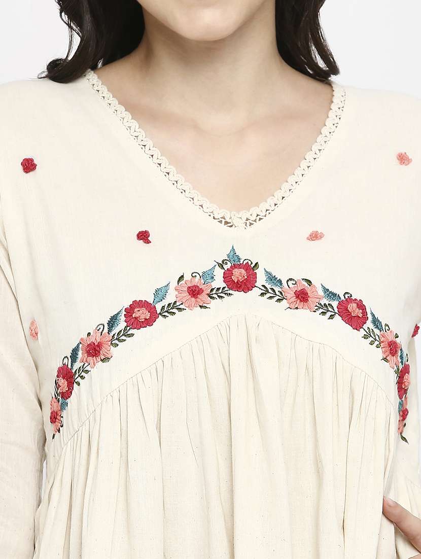 women embroidered three quarter sleeve ethnic top - 22035308 -  Standard Image - 5
