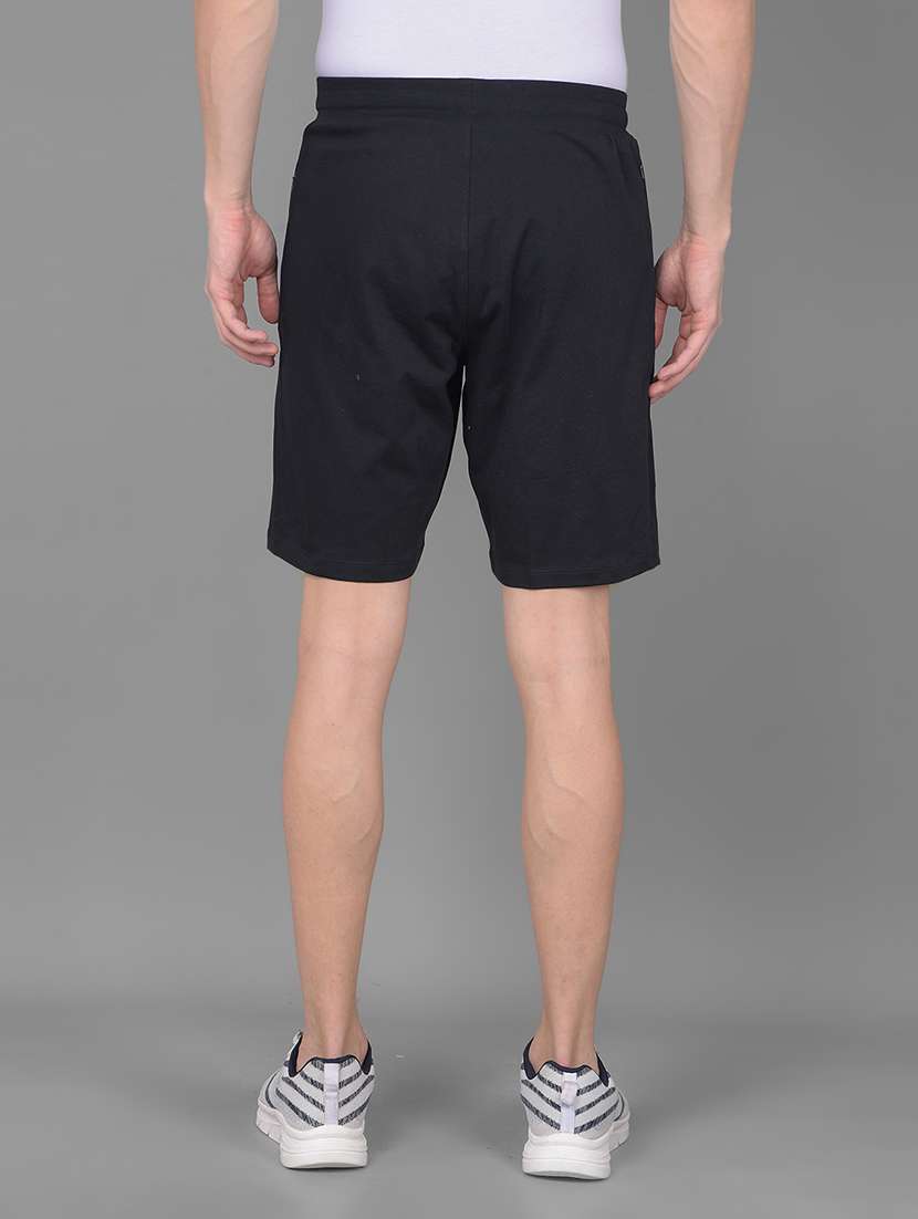 men black solid mid rise regular fit shorts - 22035417 -  Standard Image - 3