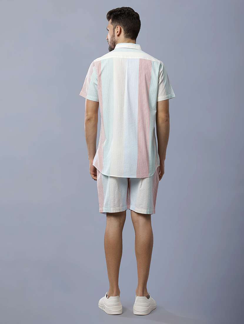 men striped shiort and shorts co-ord set - 22035419 - Standard Image - 3
