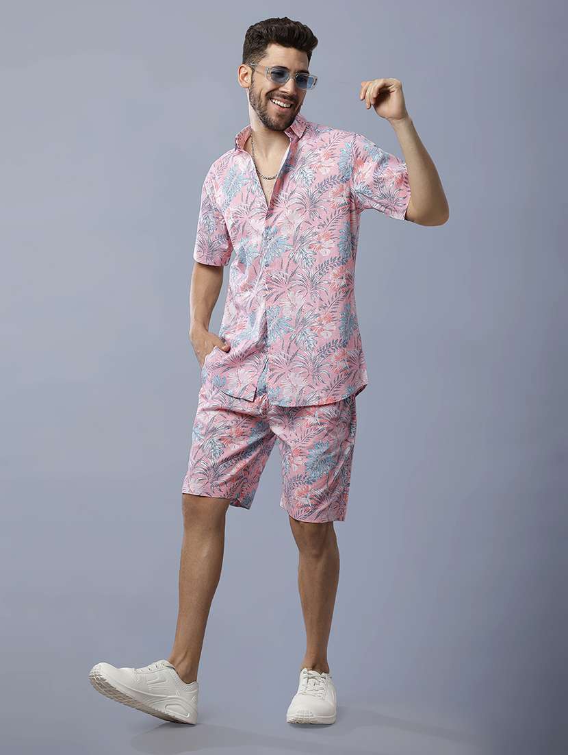 men printed shirt and shorts co-ord set
