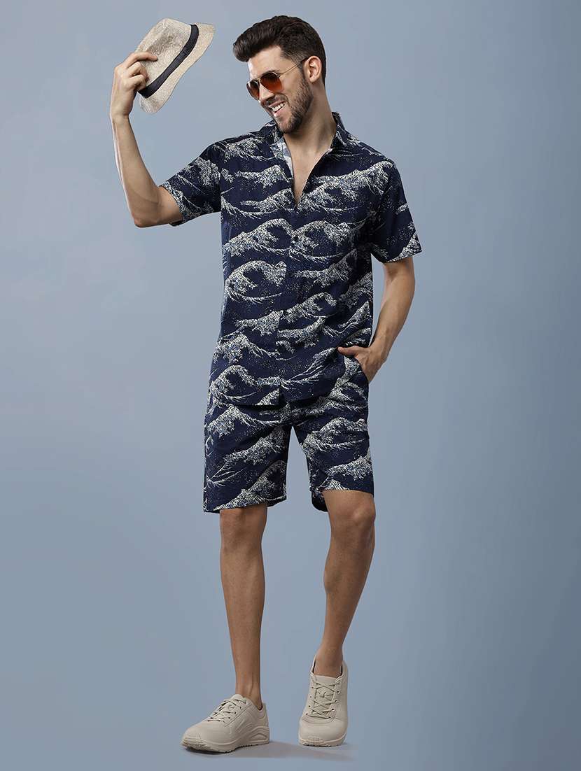 men printed shirt and shorts co-ord set