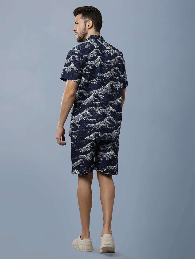 men printed shirt and shorts co-ord set - 22035421 -  Standard Image - 3