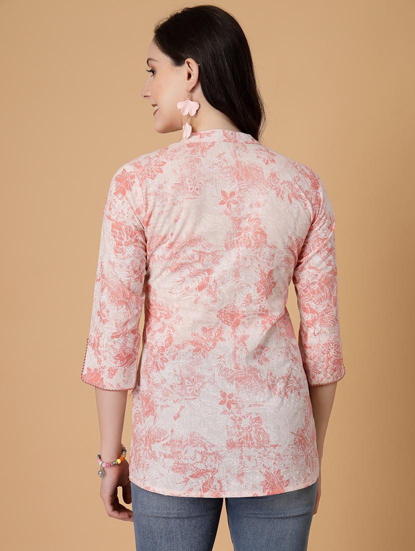 women floral pringt mandarin neck regular top - 22035428 - Standard Image - 3