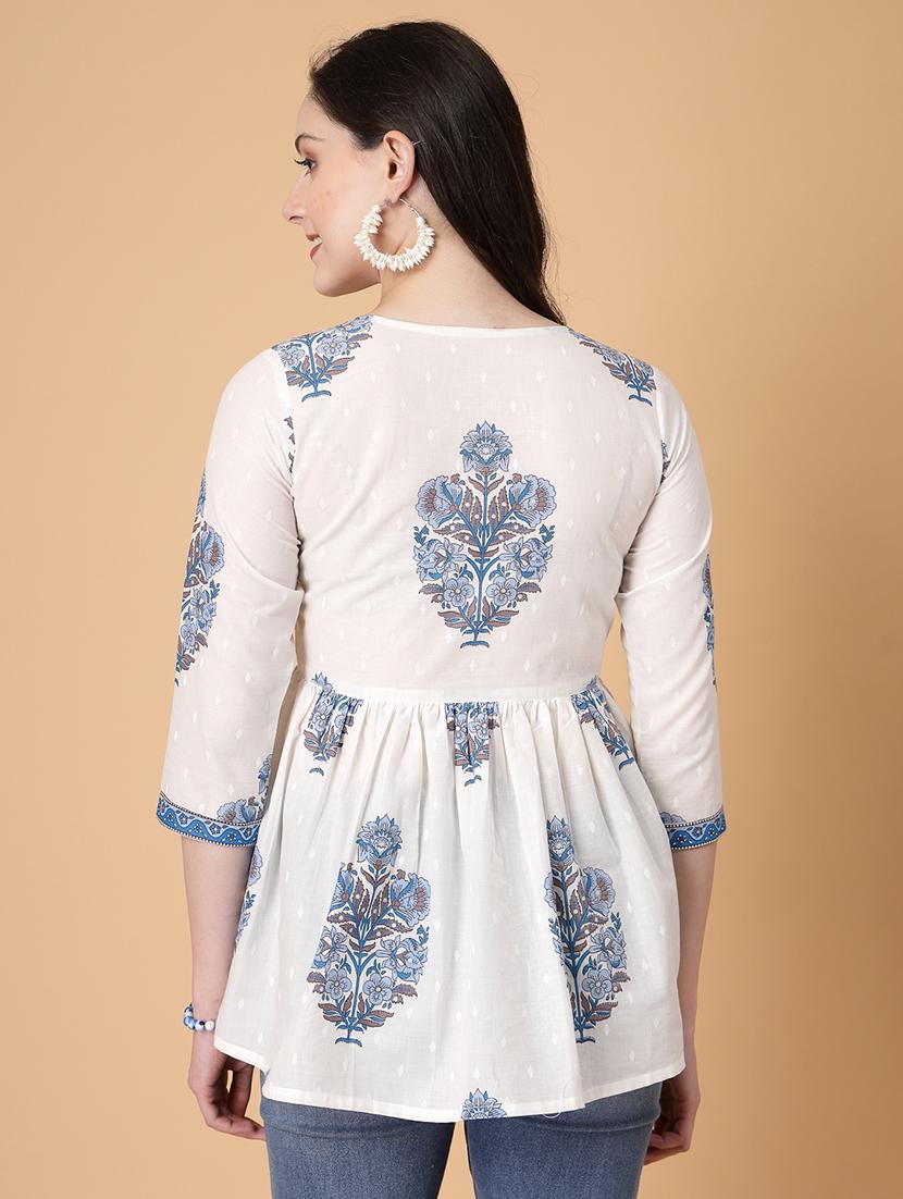 women printed three quarter sleeve flared kurti - 22035430 - Standard Image - 3