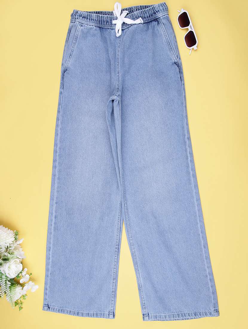 girls solid high rise wide leg jean - 22035566 - Zoom Image - 0