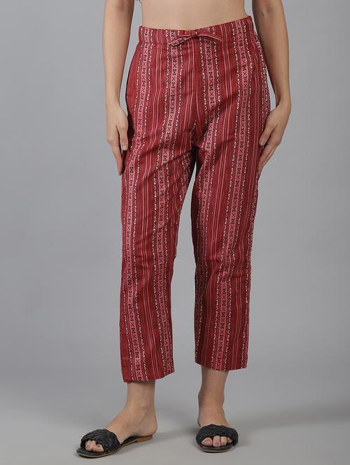 women printed mid rise straight trouser - 22035577 - Standard Image - 0